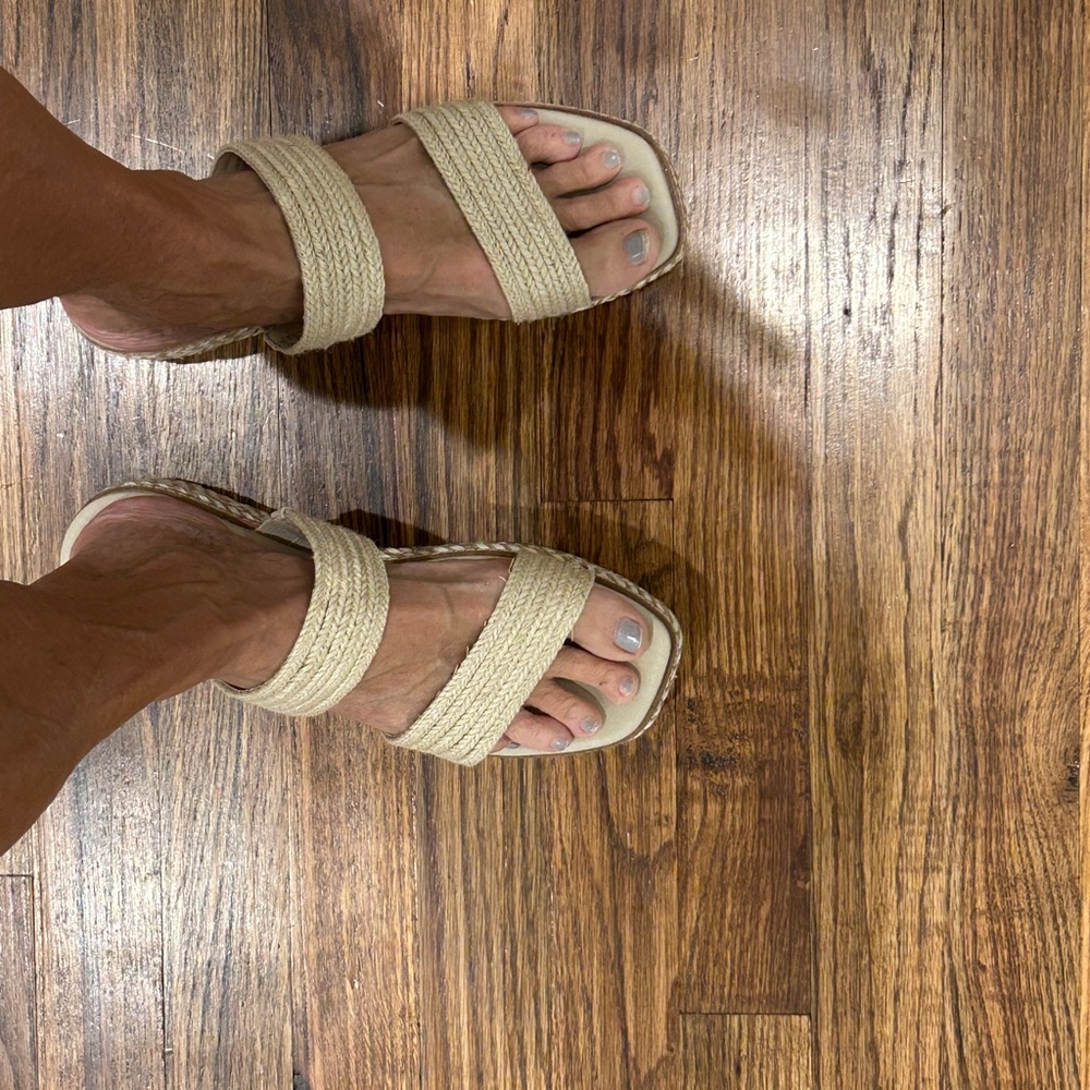 Women’s Beige Braided Platform Slide Sandals - Picture 8 of 11